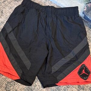 Nike Air Jordan Men's Size M Retro AJ6 Nylon Shorts Black Drawstring Net Lined